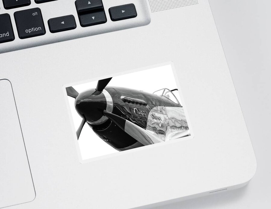 P51 Sticker featuring the photograph Quick Silver in Black and White #2 by Chris Buff
