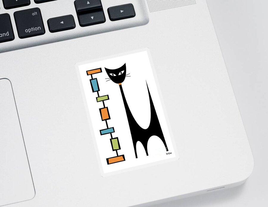 Atomic Cat Sticker featuring the digital art Rectangle Cat #3 by Donna Mibus