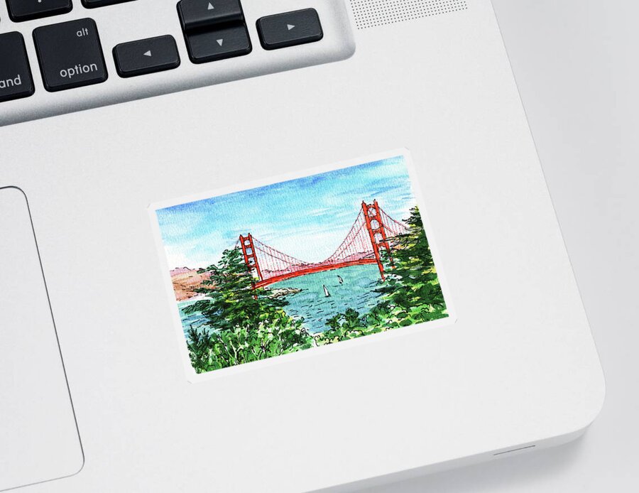 Golden Gate Sticker featuring the painting San Francisco California Golden Gate Bridge #1 by Irina Sztukowski
