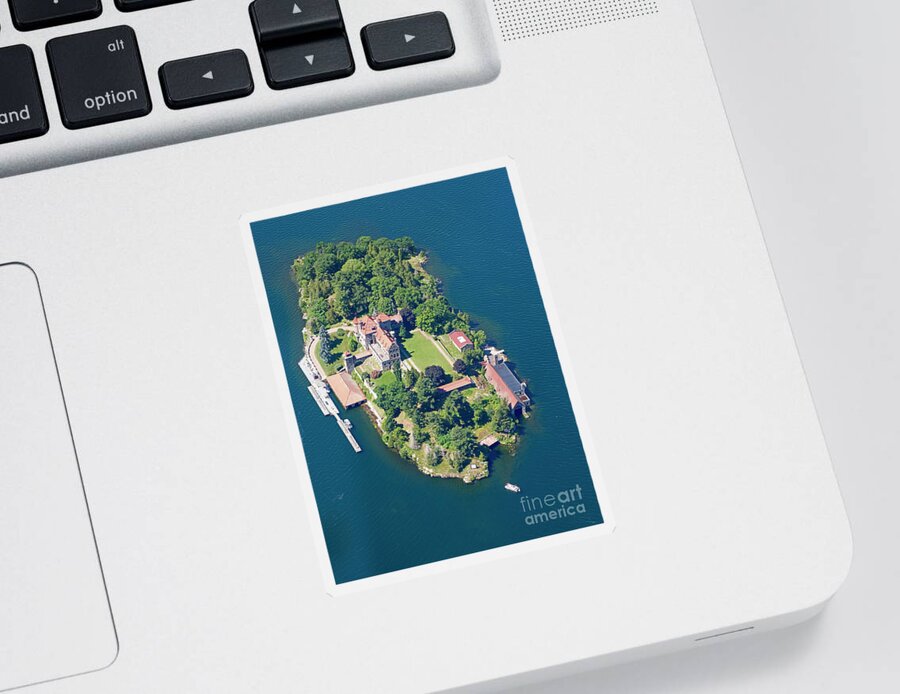 Aerial View Sticker featuring the photograph Singer Castle on Dark Island in the St Lawrence River Thousand Islands #1 by Louise Heusinkveld