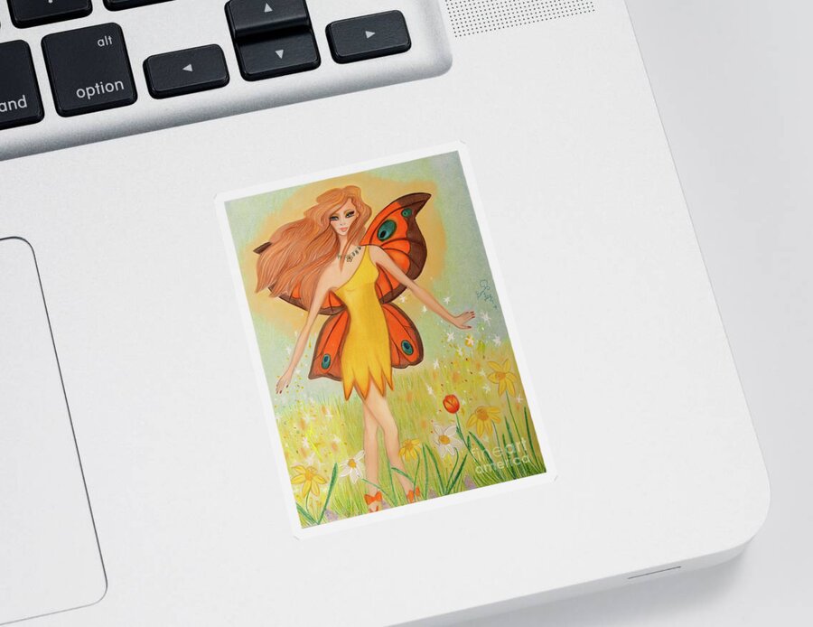 Art Sticker featuring the mixed media Spring Fairy #1 by Dorothy Lee