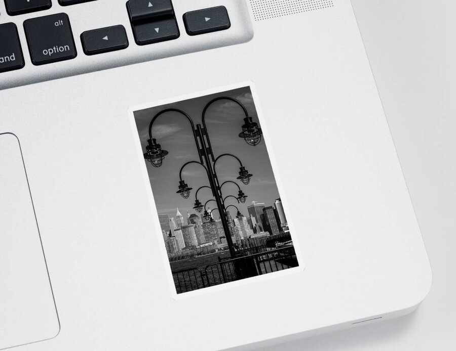 Nyc Skyline Sticker featuring the photograph Streelights And NYC Skyline #1 by Susan Candelario