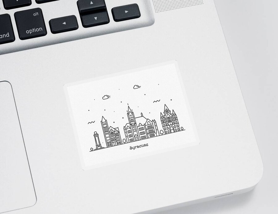 Syracuse Sticker featuring the drawing Syracuse, New York Cityscape Travel Poster by Inspirowl Design