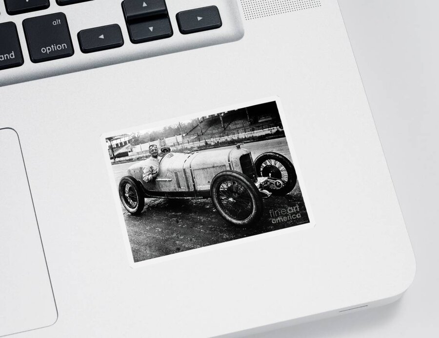 Vintage Sticker featuring the photograph 1920 Enzo Ferrari Targa Florio Racer by Retrographs