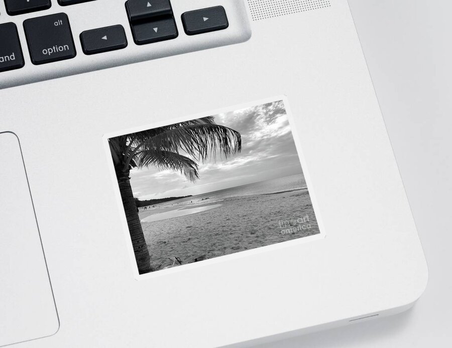 Black And White Sticker featuring the photograph Grand Anse Beach #2 by Laura Forde