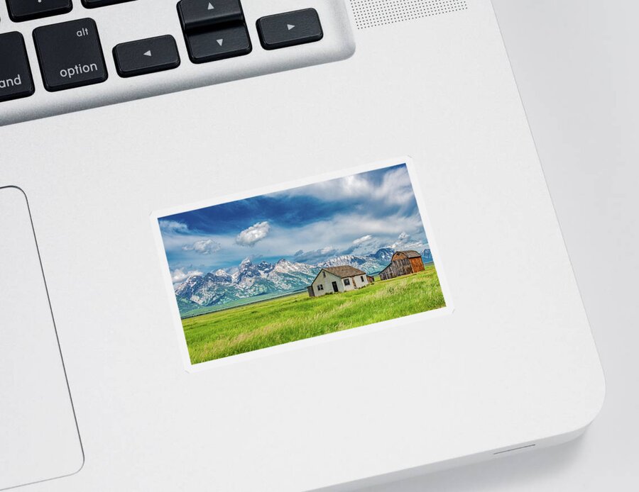 Wyoming Sticker featuring the photograph In the Shadow of the Tetons by Marcy Wielfaert