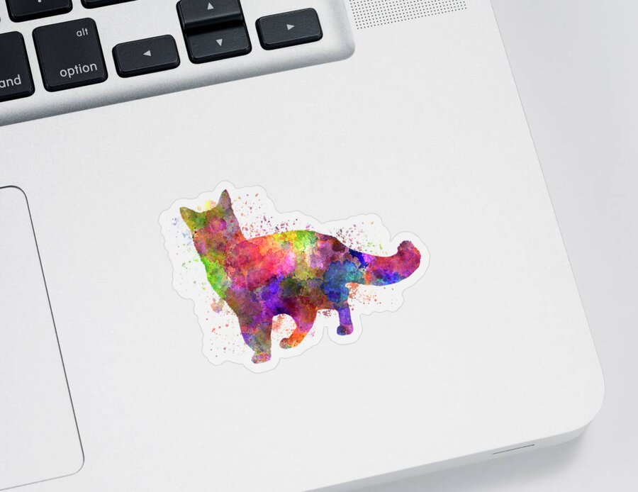 Somali Cat In Watercolor Sticker featuring the painting Somali cat in watercolor by Pablo Romero