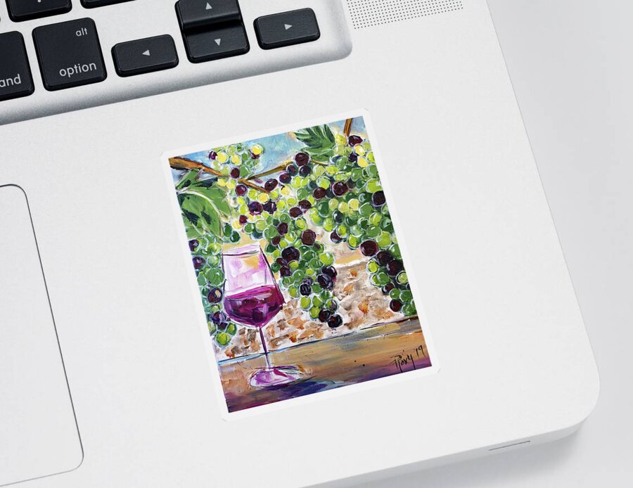 Wine Sticker featuring the painting Summer Grapes by Roxy Rich