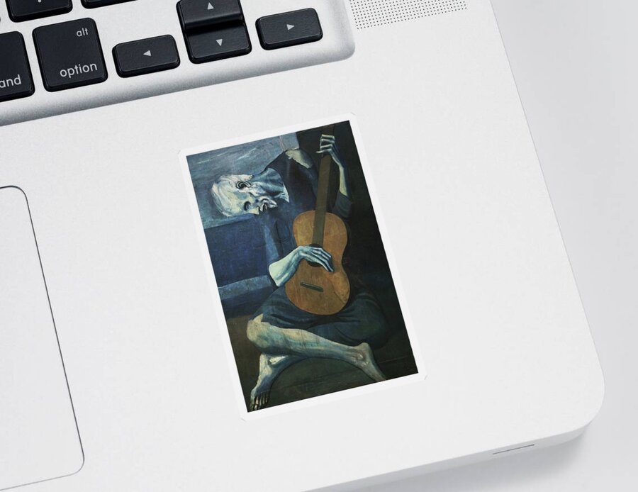 Old Sticker featuring the painting The Old Guitarist by Pablo Picasso