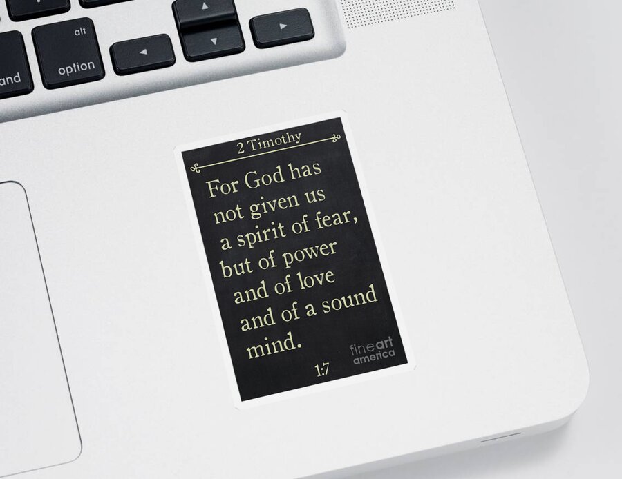 2 Timothy Sticker featuring the painting 2 Timothy 1 7 - Inspirational Quotes Wall Art Collection by Mark Lawrence