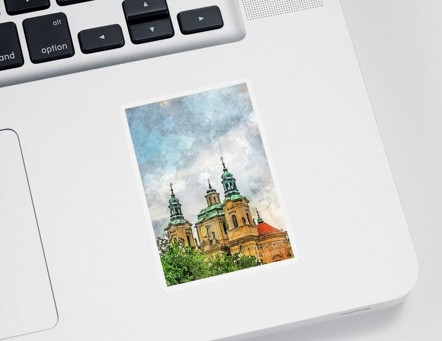 Praga Sticker featuring the digital art Praha city art #25 by Justyna Jaszke JBJart