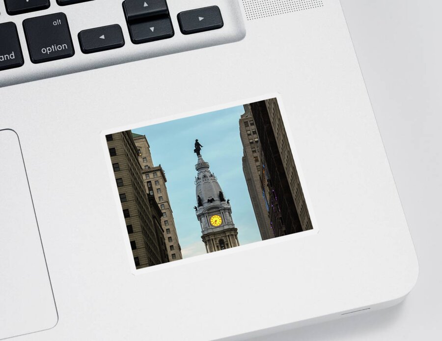 City Hall Sticker featuring the photograph City Hall Tower - Philadelphia #3 by Bill Cannon