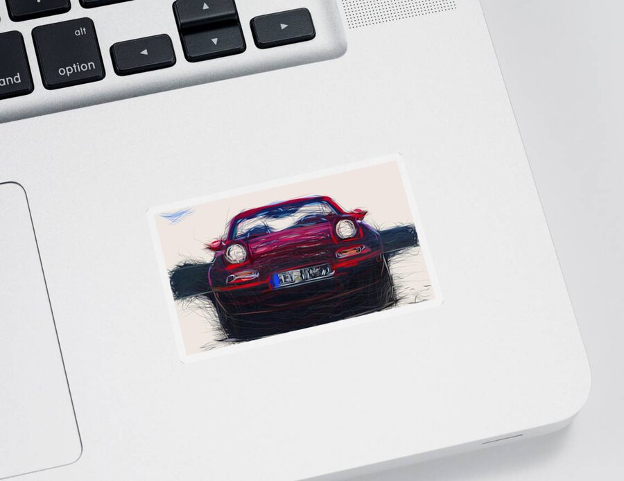 Mazda Sticker featuring the digital art Mazda MX 5 Draw #3 by CarsToon Concept