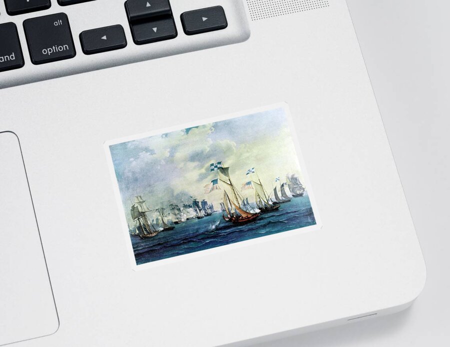 1813 Sticker featuring the photograph War Of 1812, Battle Of Lake Erie, 1813 #3 by Science Source
