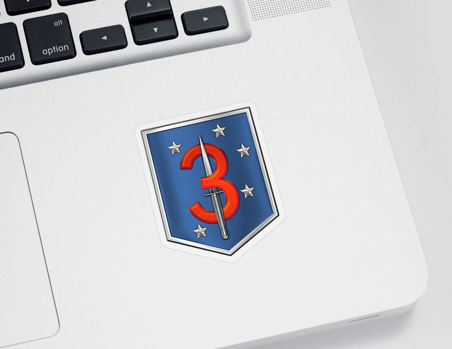 ‘military Insignia & Heraldry’ Collection By Serge Averbukh Sticker featuring the digital art 3d Marine Raider Battalion - 3d Marine Special Operations Battalion M S O B Patch over Red Velvet by Serge Averbukh