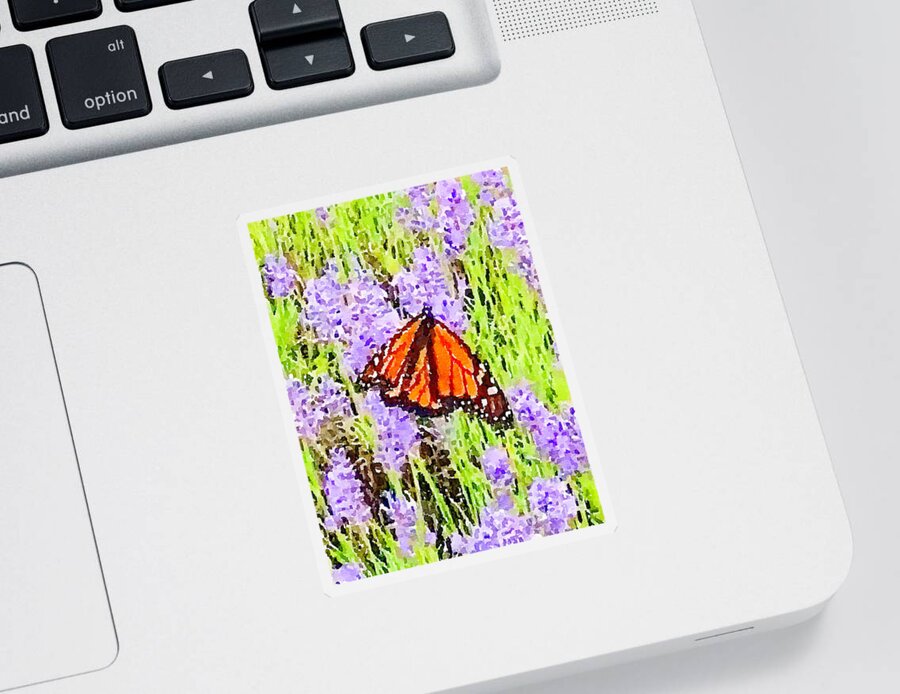 Lavendar Butterfly Purple Sticker featuring the photograph Untethered Flower by Kathy Bee