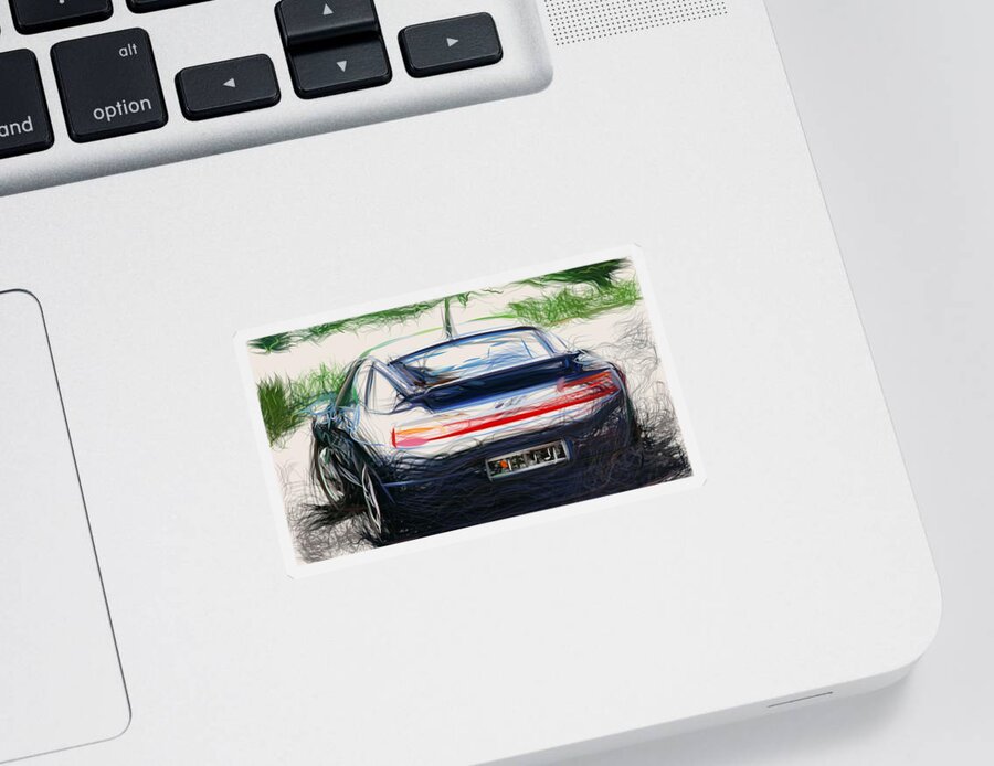 Porsche Sticker featuring the digital art Porsche 928 GTS Draw #5 by CarsToon Concept