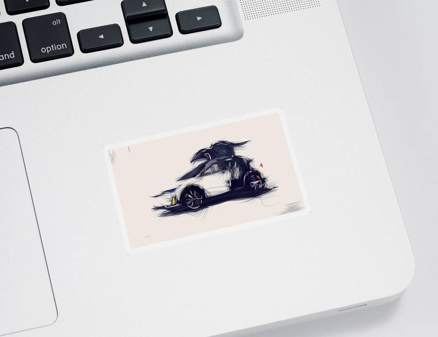 Tesla Sticker featuring the digital art Tesla Model X Drawing #6 by CarsToon Concept