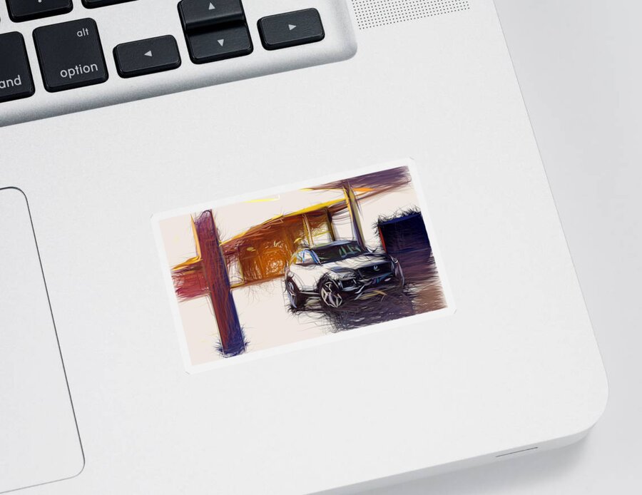 Jaguar Sticker featuring the digital art Jaguar E PACE Drawing #8 by CarsToon Concept