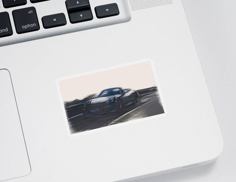 Porsche Sticker featuring the digital art Porsche 911 GTS Drawing #8 by CarsToon Concept