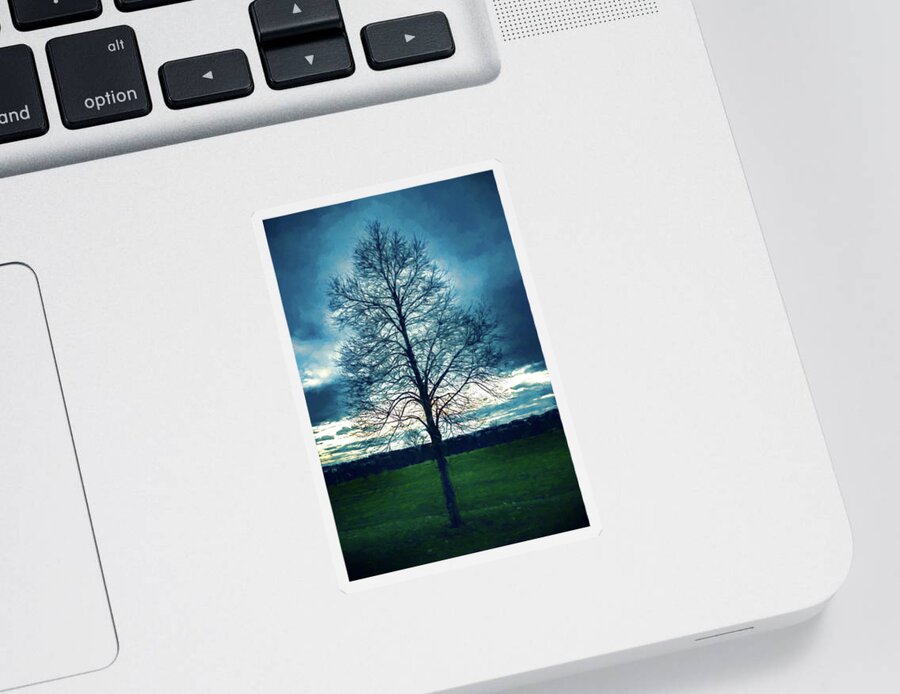 Tree Sticker featuring the digital art A Lone Tree in Winter by Jason Fink