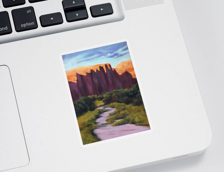 Red Rock Sticker featuring the painting A Peaceful Place by Sandi Snead