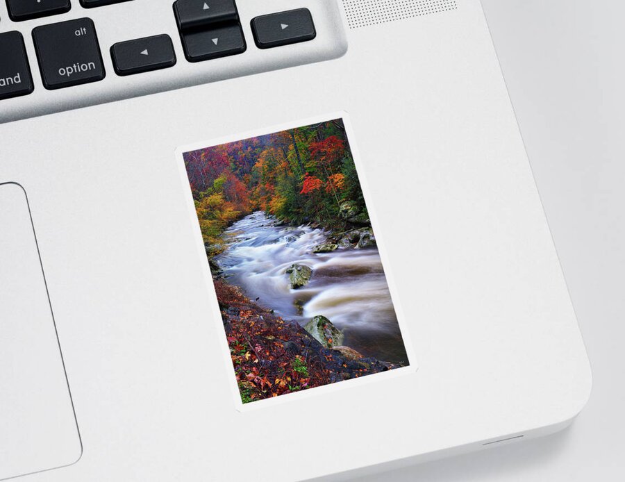Great Smoky Mountains National Park Sticker featuring the photograph A River Runs Through Autumn by Greg Norrell