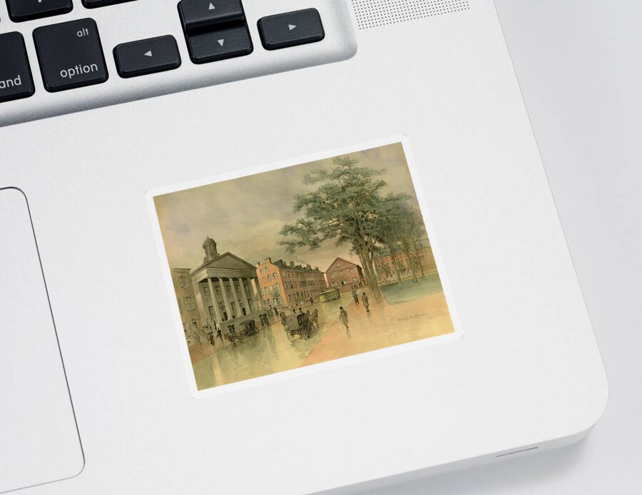 Taylor Sticker featuring the painting A Southwestern View of Washington Square by Frank Hamilton Taylor