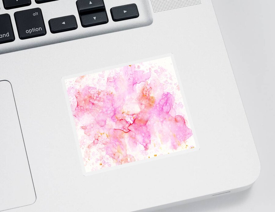 Pink Sticker featuring the painting Abstract 36 by Lucie Dumas
