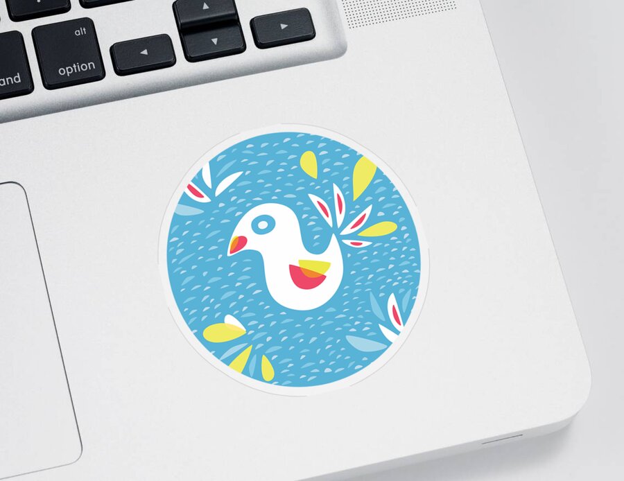 Spring Sticker featuring the digital art Abstract Bird In Spring by Boriana Giormova