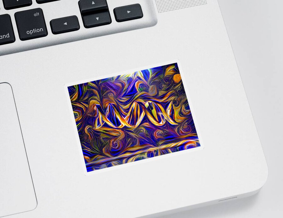 Abstract Sticker featuring the digital art Abstract DNA by Bruce Rolff