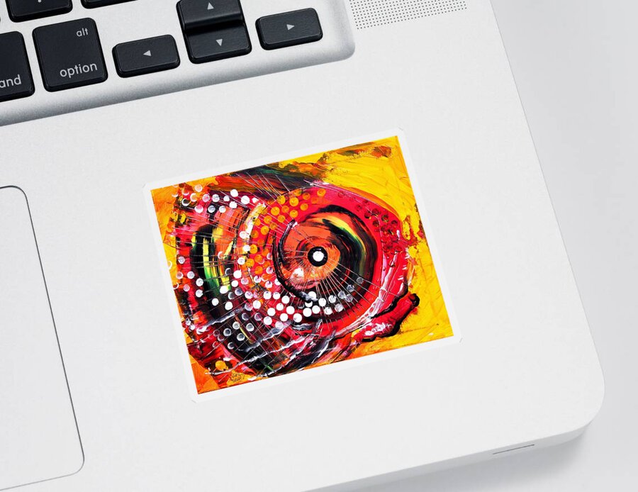 Fish Sticker featuring the painting Abstract Lion Fish by J Vincent Scarpace