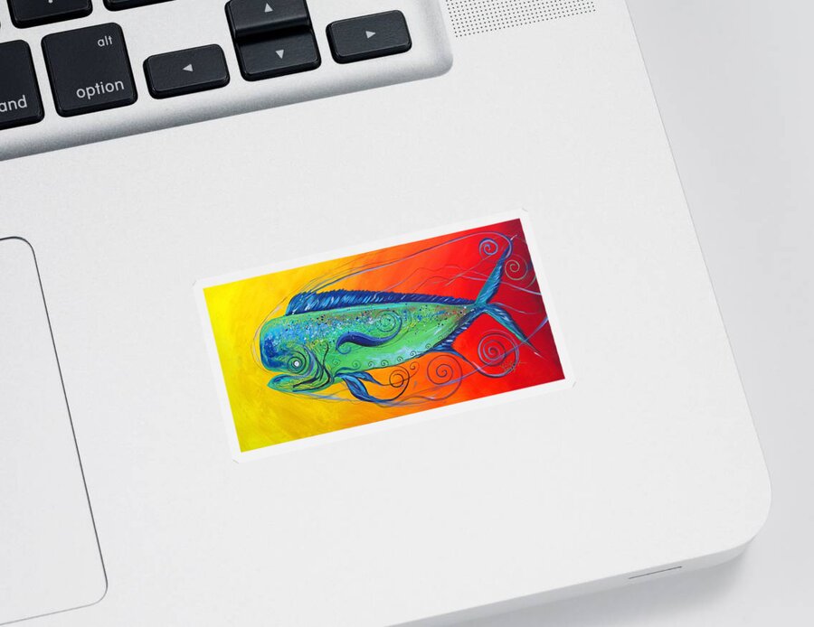 Fish Sticker featuring the painting Abstract Mahi Mahi, 8 by J Vincent Scarpace