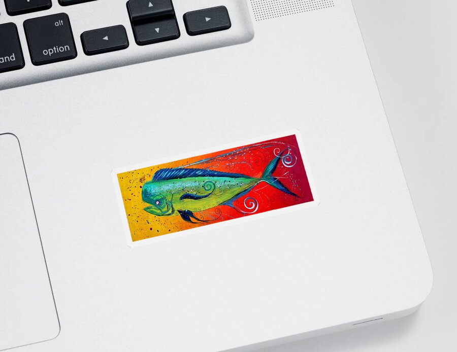 Fish Sticker featuring the painting Abstract Mahi Mahi by J Vincent Scarpace