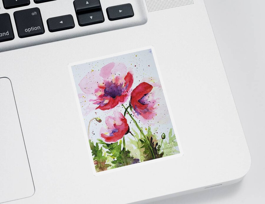 Floral Sticker featuring the painting Abstract Poppies by Lisa Debaets