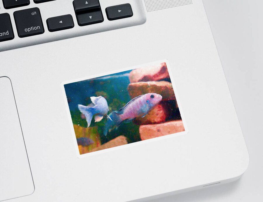 African Cichlid Sticker featuring the digital art African Cichlid Art Painterly by Don Northup