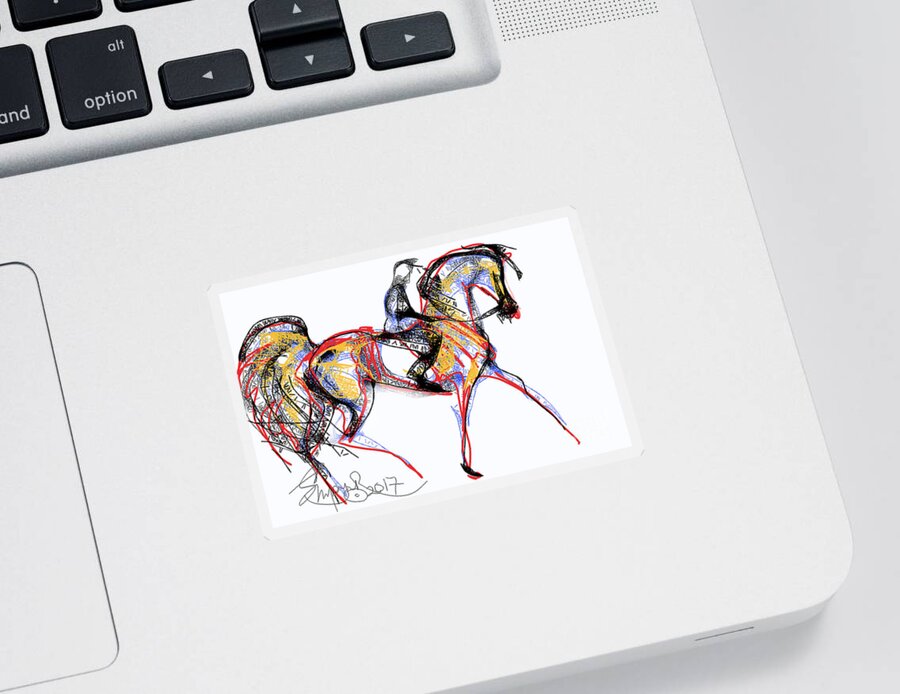 Contemporary Horse Painting Sticker featuring the digital art After the Derby by Stacey Mayer