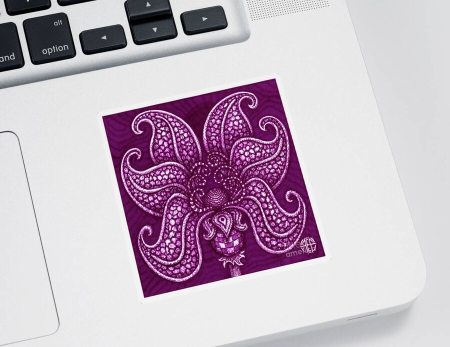 Boho Sticker featuring the drawing Alien Bloom 20 by Amy E Fraser