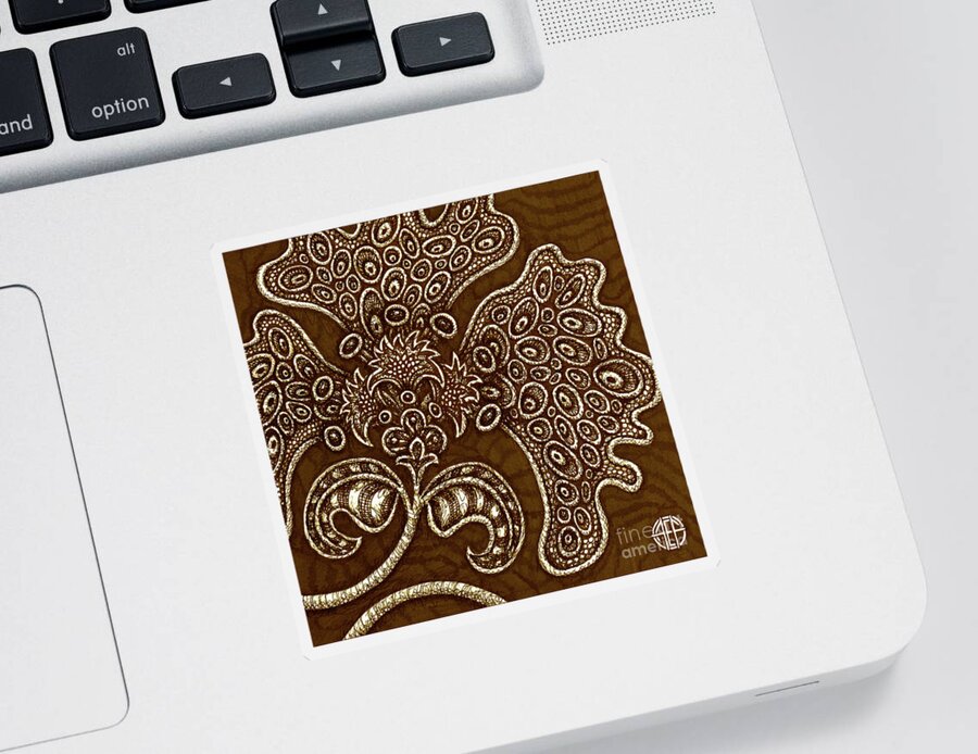 Boho Sticker featuring the drawing Alien Bloom 6 by Amy E Fraser