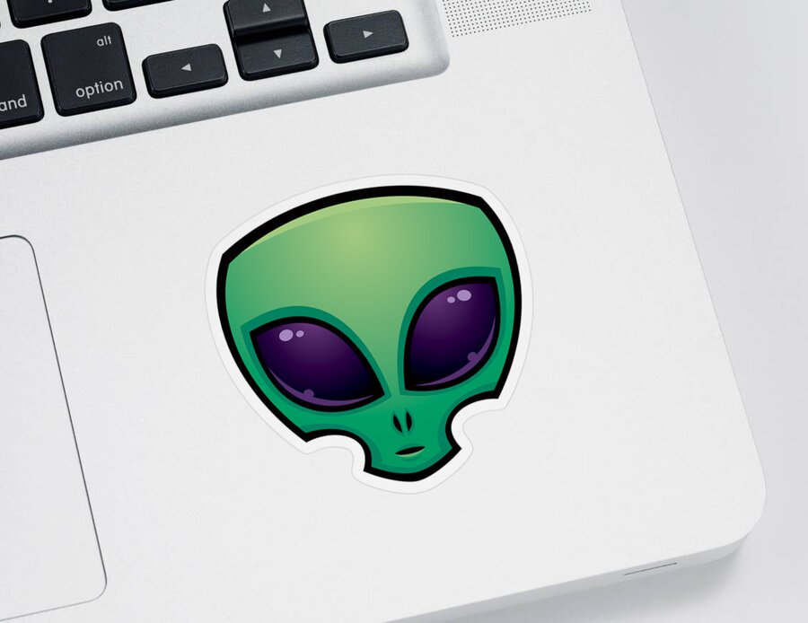 Alien Sticker featuring the digital art Alien Head Icon by John Schwegel