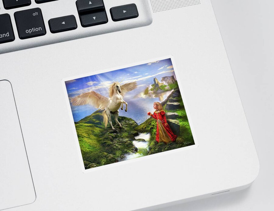 Fantasy Sticker featuring the photograph An Apple for Pegasus by Diana Haronis