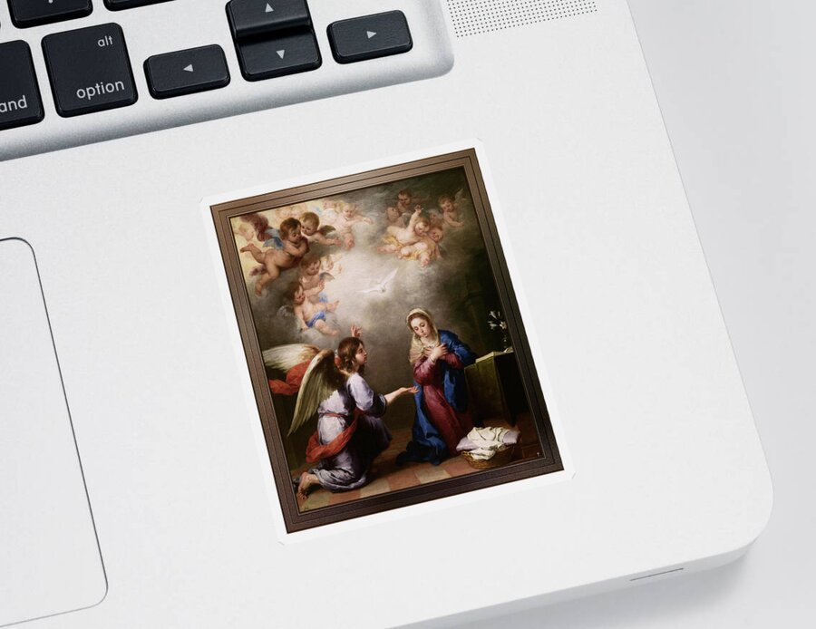 Annunciation Of The Blessed Virgin Mary Sticker featuring the painting Annunciation of the Blessed Virgin Mary by Bartolome Esteban Murillo by Rolando Burbon