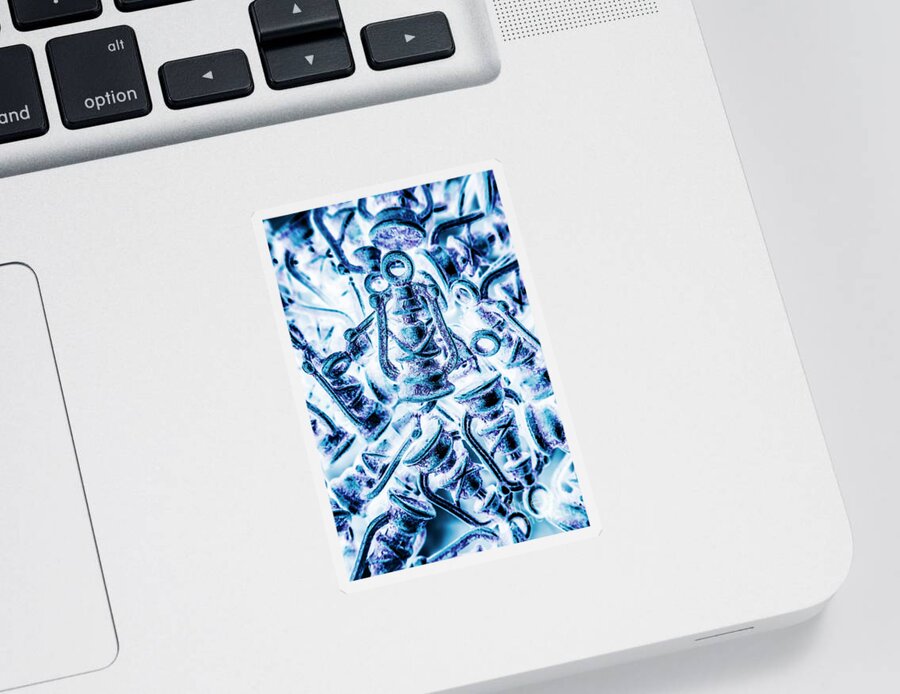 Lantern Sticker featuring the digital art Antiquity blue by Jorgo Photography