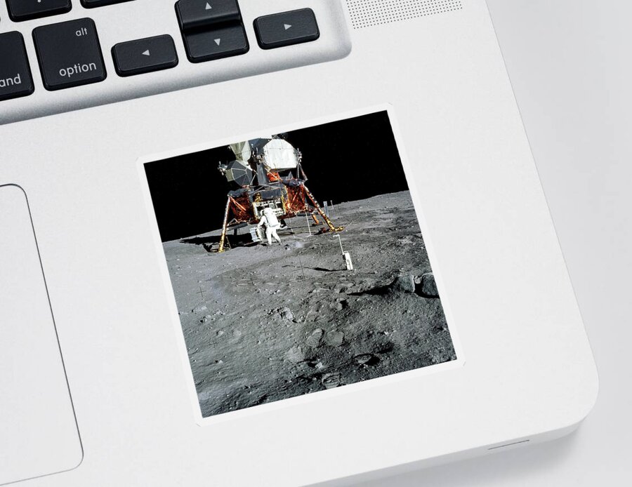 Apollo Sticker featuring the photograph Apollo 11 - Aldrin on the Lunar Surface 3 by Eric Glaser
