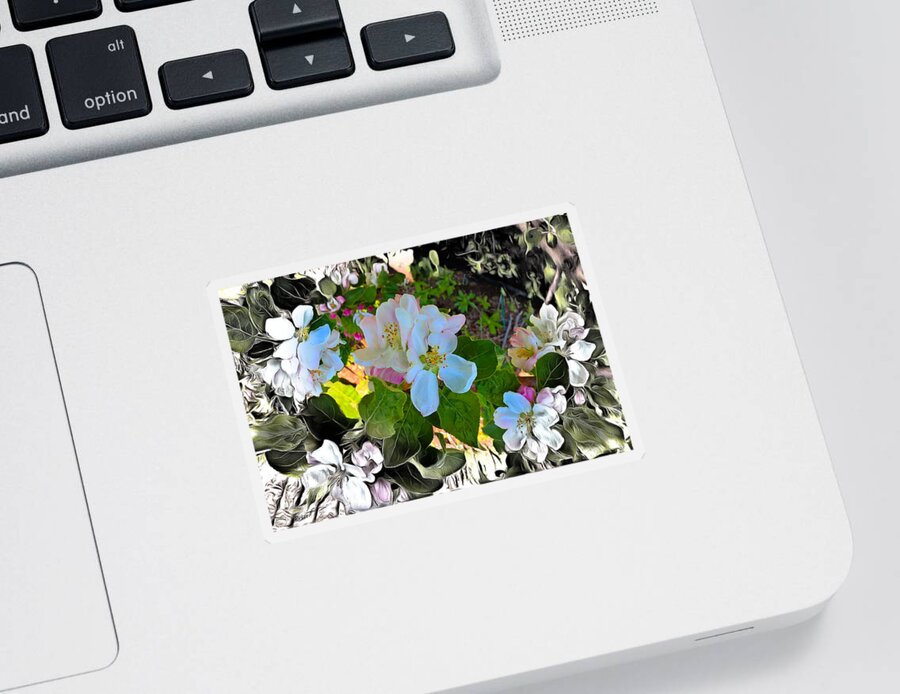 Apple Sticker featuring the digital art Apple Blossons by Robert Bissett