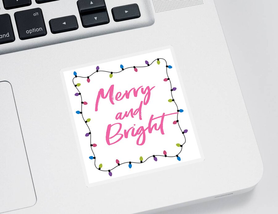 Merry Sticker featuring the digital art Merry and Bright -Art by Linda Woods by Linda Woods