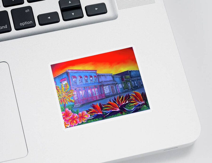 Plumeria Sticker featuring the painting As the Night Falls Pahoa Hawaii by Michael Silbaugh