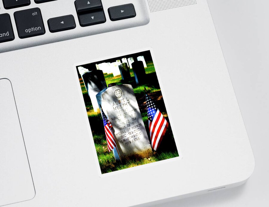 Arlington National Cemetery Sticker featuring the photograph Audie Murphy - Most Decorated Hero by Paul W Faust - Impressions of Light