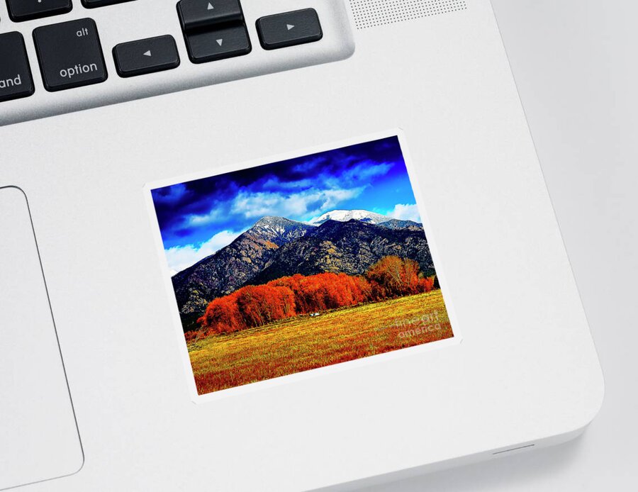 Santa Sticker featuring the digital art Autumn in Taos New Mexico by Charles Muhle