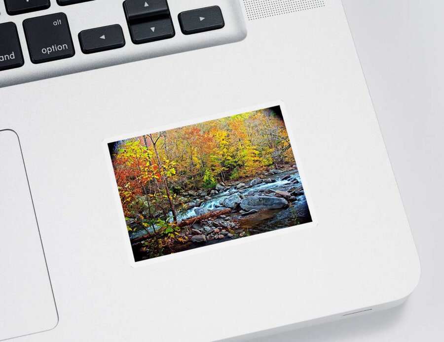 Autumn Sticker featuring the photograph Autumn River Memories by Allen Nice-Webb